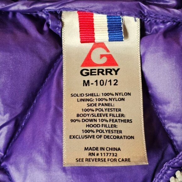Gerry Down Kids' Quilted Puffer Jacket With Hood Purple & Gray Size Medium - Picture 3 of 12